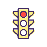 Traffic light with blinking red light