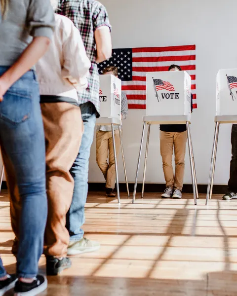 Voters standing in line on Election Day
