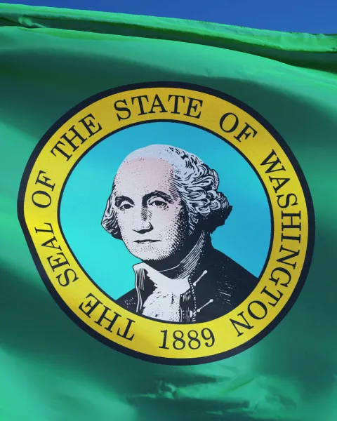 Image of the Washington State Flag.