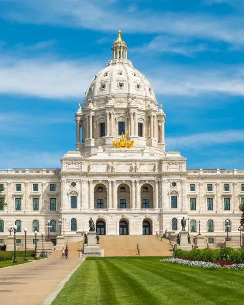 Exterior shot of the Minnesota State Capitol Building.