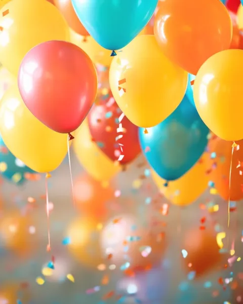Close up of a bunch of colorful party balloons.