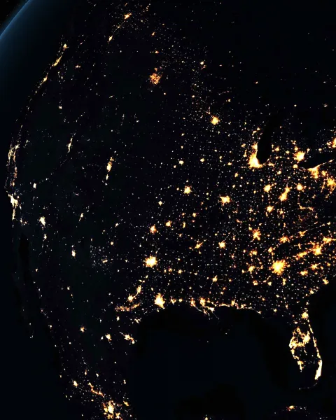 Space view of earth focused on the US