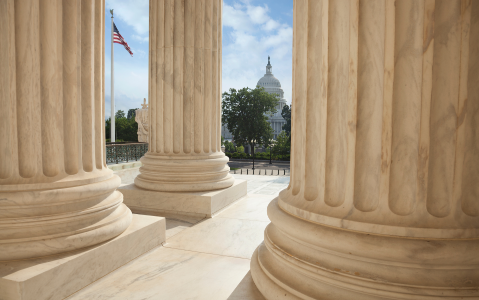 Supreme Court with view of the Capitol building