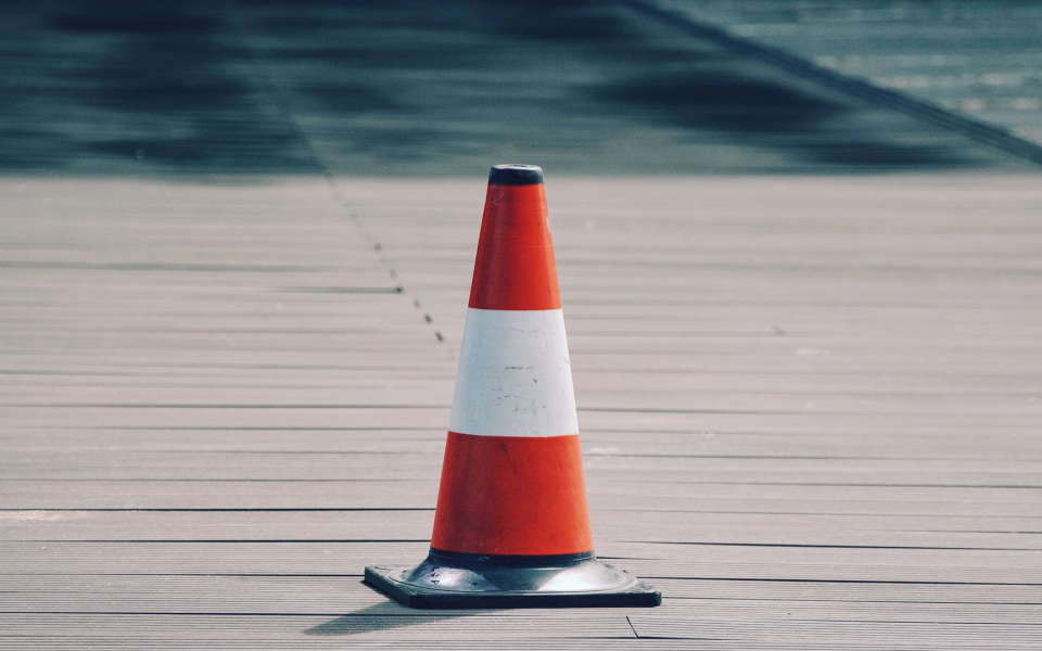 Traffic cone on dock