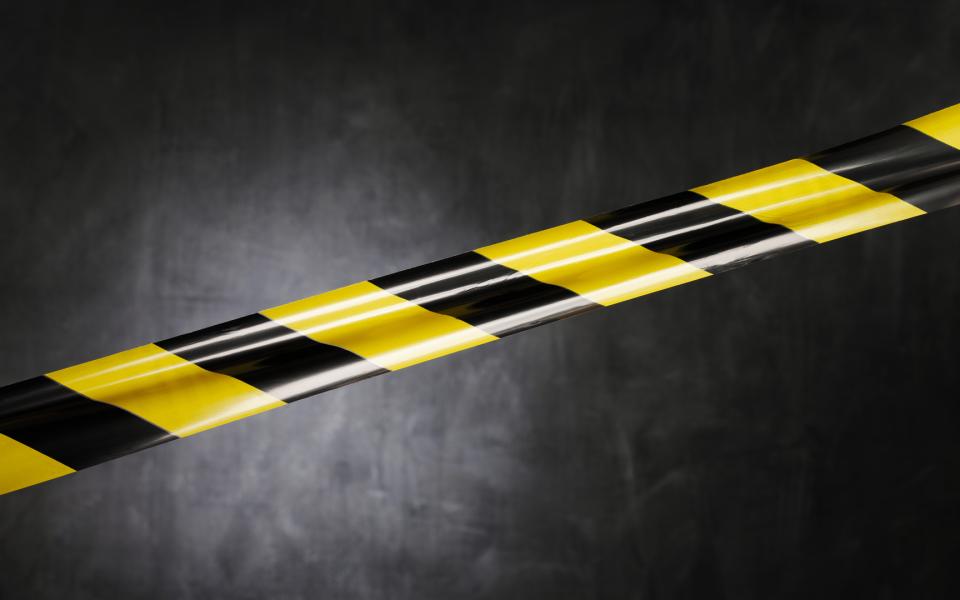Yellow and black striped caution tape.