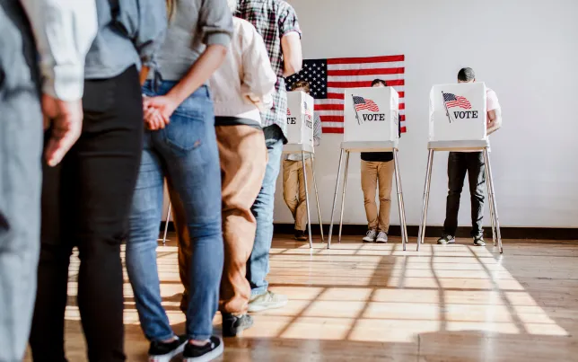 Voters standing in line on Election Day