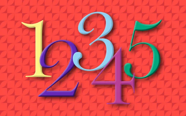 Colorful numbers... 1, 2, 3, 4, 5.