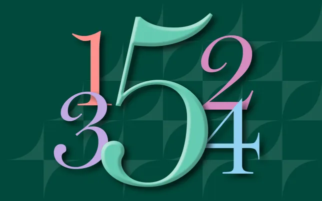 Colorful numbers... 1, 2, 3, 4, 5 with Jade background.