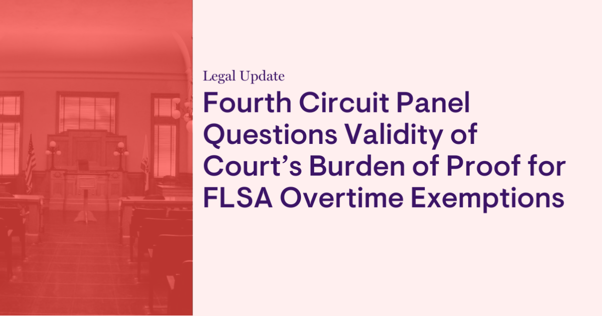 Fourth Circuit Panel Questions Validity of Court s Burden of Proof for