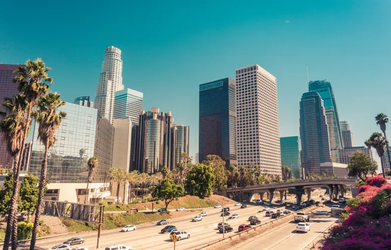 Cityscape shot of downtown Los Angeles.