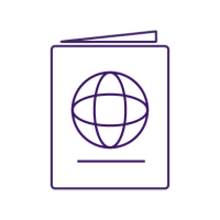 purple icon of passport