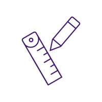 purple icon of ruler and a pencil