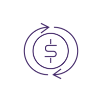 icon of coin surrounded by 2 arrows